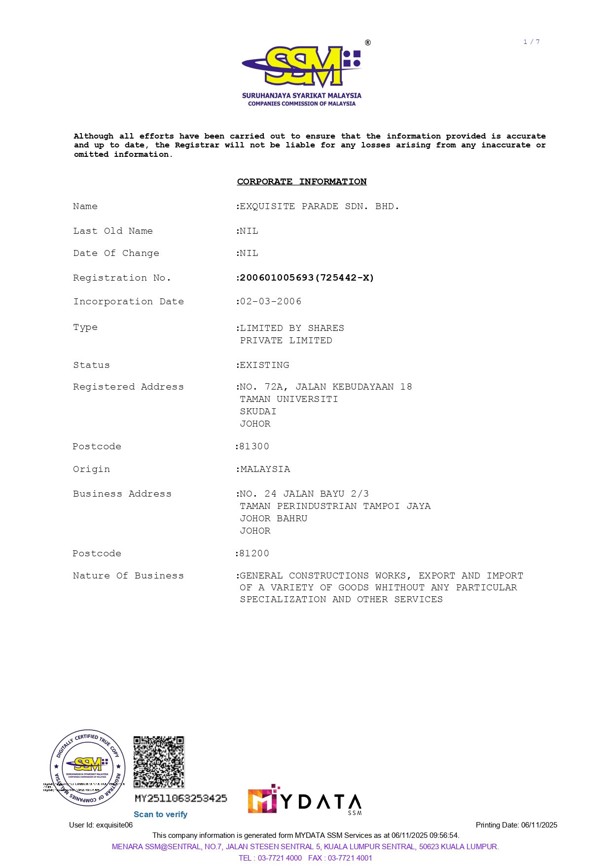 SSM Certificate